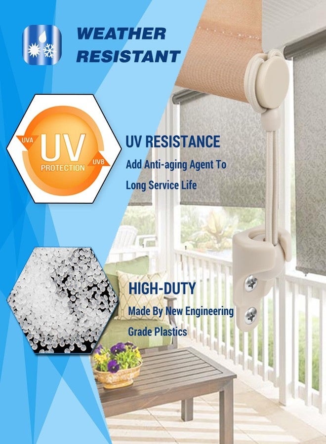 CACELY قطع غيار ستائر CACELY، رباط تثبيت مظلة الشمس، موديل جديد لستائر Coolaroo الخارجية الدوارة (مجموعة حبل مطاطي وغطاء طرفي، طقم من قطعتين، بيجي) - Image 4